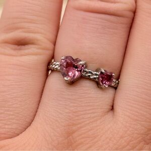 Pink Tourmaline Gemstones Heart Silver Ring